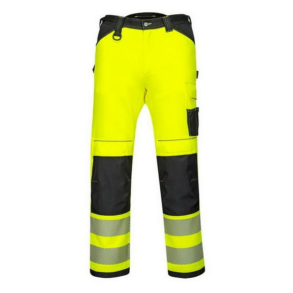 Portwest PW340 Hi-Vis Workwear Safety Pants Yellow/Black, 42