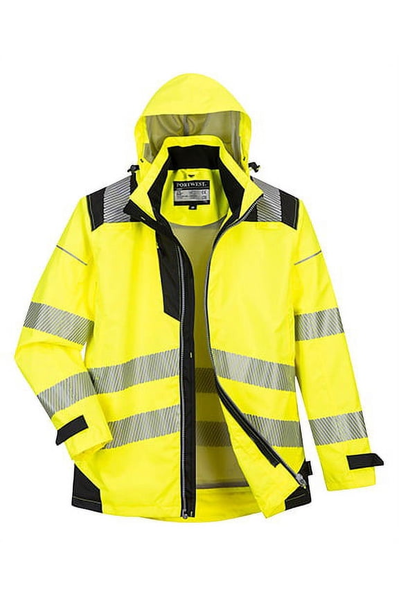 PW365 Men's Hi Vis Reflective Waterproof 3-in-1 Jacket Safety Jacket Yellow/Black, 4X-Large