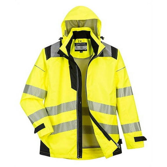 Portwest PW365 Men's Hi Vis Reflective Waterproof 3-in-1 Jacket Safety Jacket Yellow/Black, XX-Large