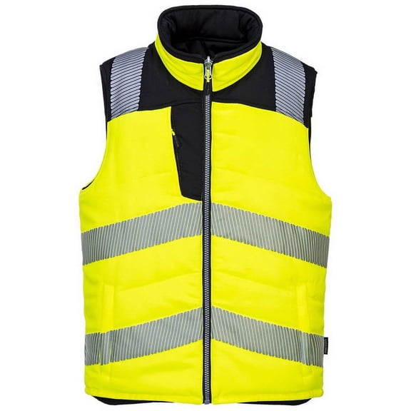 Portwest PW374 Hi-Vis Reversible Bodywarmer Vest Yellow/Black, XX-Large