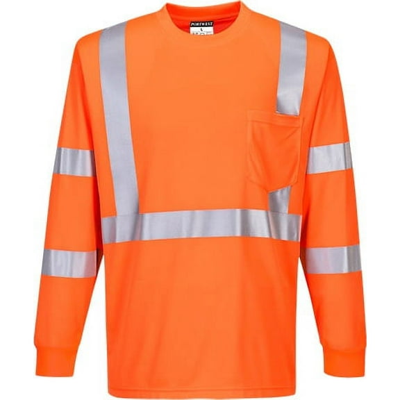 Portwest S192 Hi-Vis Long Sleeved T-Shirt-Orange-6XL