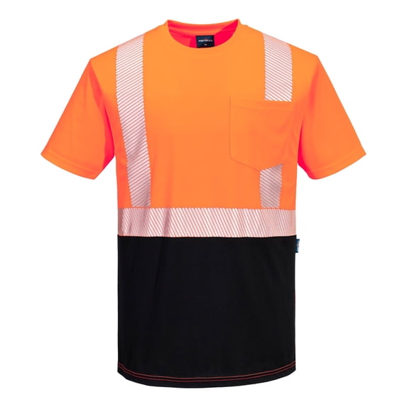 Vis For Portwest S196 Hi Vis Segmented Tape Contrast Pocket T Shirt Short ...