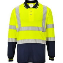Portwest S279 Two-Tone Long Sleeve Polo Shirt Yellow/Navy, Medium