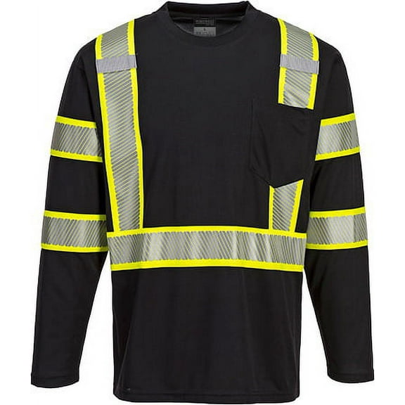 Portwest S346 Iona Plus Long Sleeve Reflective T-Shirt Black, X-Large