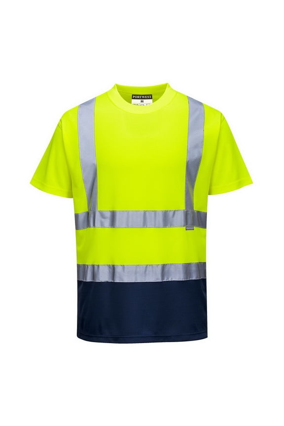 S378 Two-Tone Reflective Safety Workwear T-Shirt Yellow/Navy, 5X-Large