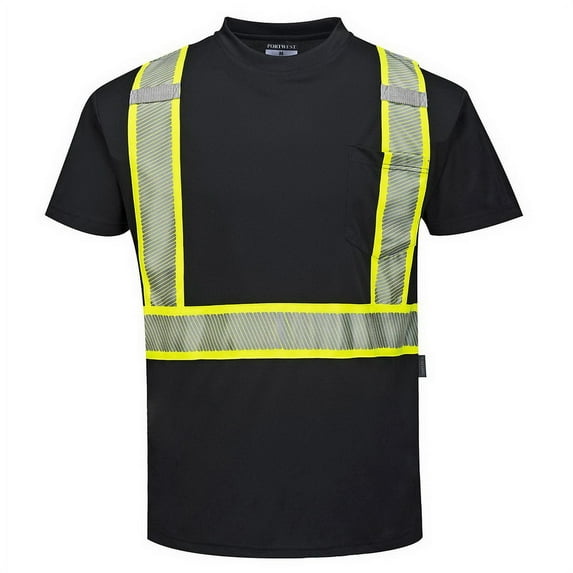 Portwest S396 Reflective Iona Plus Short Sleeve T-Shirt Black, 6X-Large