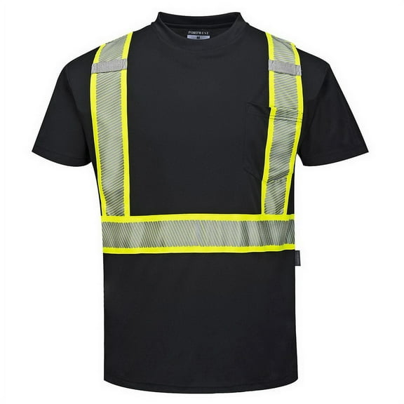 Portwest S396 Reflective Iona Plus Short Sleeve T-Shirt Black, XX-Large