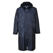 Portwest S438 Mens Waterproof Raincoat - Lightweight Long Rain Jacket with Hood and Pockets Navy, Small