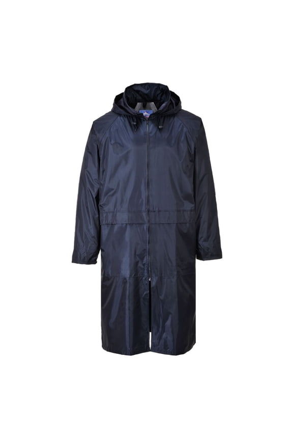 S438 Men's Waterproof Raincoat - Lightweight Long Rain Jacket with Hood and Pockets Navy, X-Large
