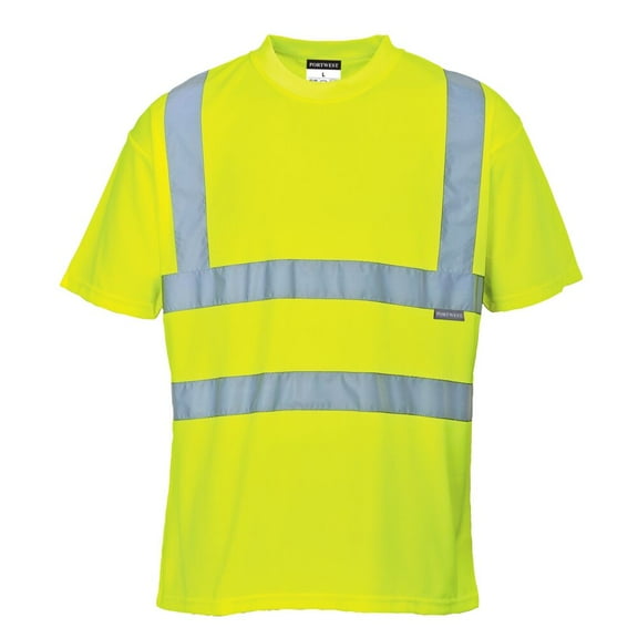 Portwest S478 Men's Hi Vis Safety T-Shirt - Short Sleeve High Visibility Lightweight Class 2 Shirt Yellow, 5X-Large