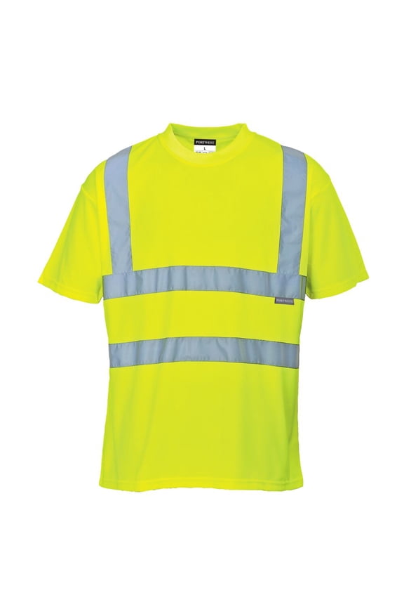 S478 Men's Hi Vis Safety T-Shirt - Short Sleeve High Visibility Lightweight Class 2 Shirt Yellow Tall, XX-Large