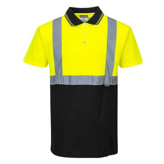 Portwest S479 Two-Tone Polo Safety Shirt Yellow/Black, Small