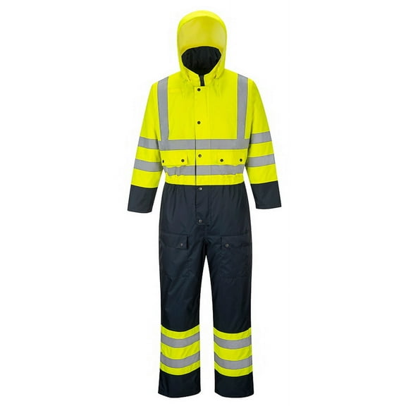 Portwest S485 Contrast Coverall Lined-Yellow/Navy-XL