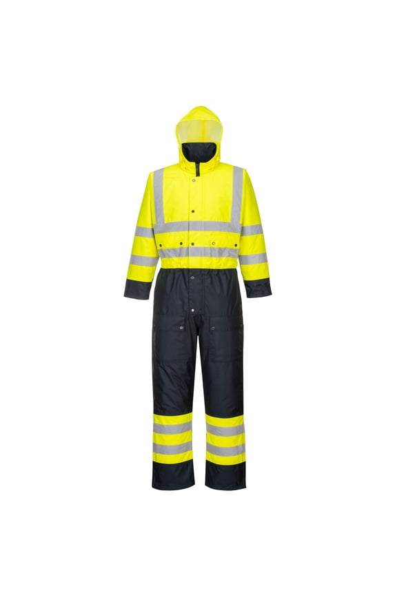 S485 Hi-Vis Contrast Coverall Yellow/Navy, Large