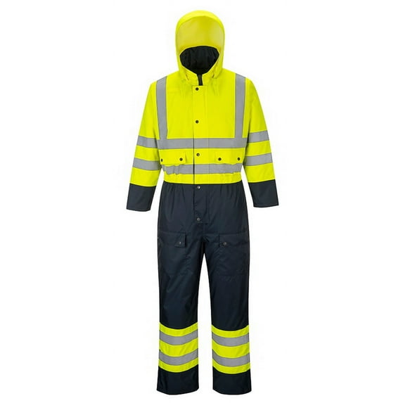 Portwest S485 Hi-Vis Contrast Coverall Yellow/Navy, Large