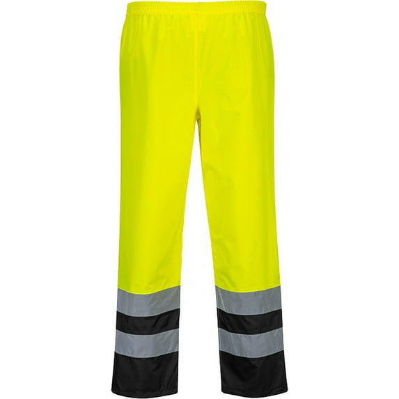 Portwest S486 Hi-Vis Lightweight Waterproof Two Tone Traffic Pants Yellow/Black, Large