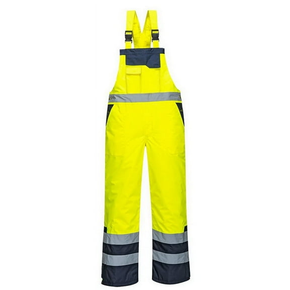 Portwest S489 Contrast Safety Lined Bib and Brace Yellow, 4X-Large