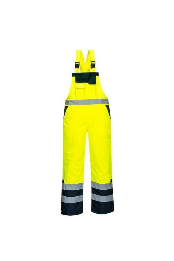 S489 Hi Vis Safety Contrast Bib and Brace Overalls - Lined Yellow/Black, 4X-Large