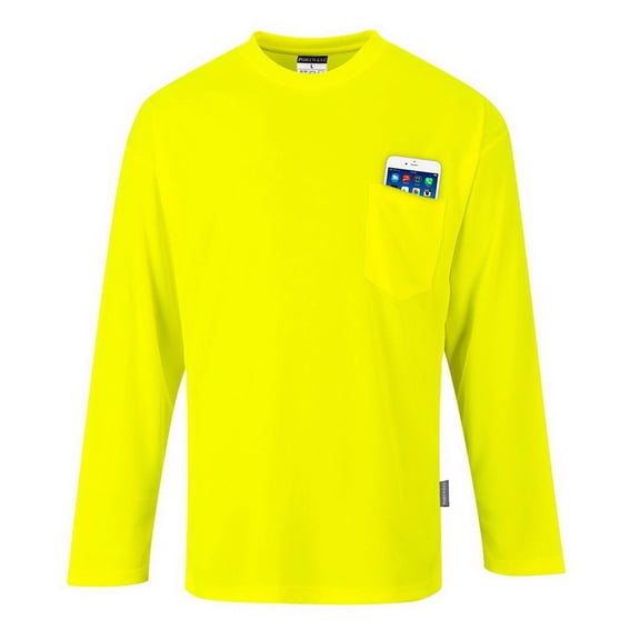 Portwest S579 Non ANSI Pocket Long Sleeve T-Shirt Yellow, Small
