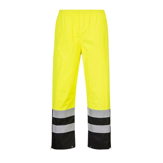 Portwest S587 Hi-Vis Lightweight Waterproof Rain Pants Yellow/Black, X-Large