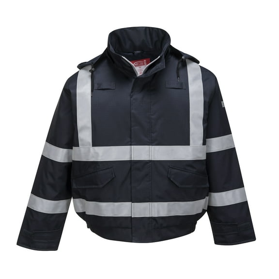 Portwest S783 Bizflame FR Flame Resistant Reflective Safety Bomber Jacket Navy, 4X-Large