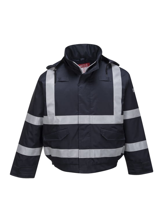 S783 Bizflame FR Flame Resistant Reflective Safety Bomber Jacket Navy, 4X-Large