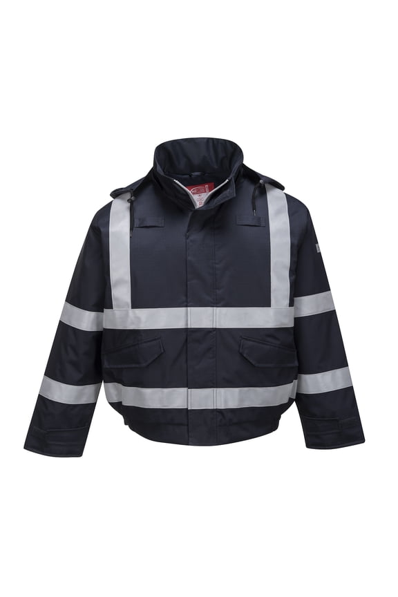 S783 Bizflame FR Flame Resistant Reflective Safety Bomber Jacket Navy, X-Large