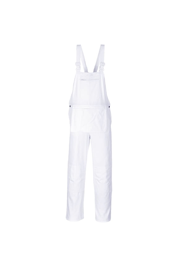 S810 Bolton Painters Bib Cotton Overalls White, Small
