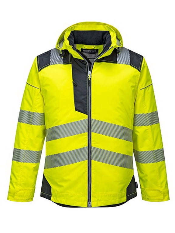 T400 Men's PW3 Hi Vis Reflective Waterproof Winter Safety Jacket Yellow/Black, Medium