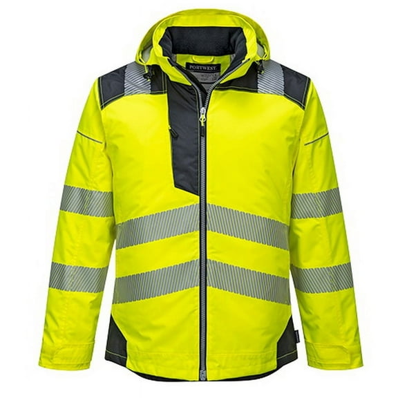 Portwest T400 Men's PW3 Hi Vis Reflective Waterproof Winter Safety Jacket Yellow/Black, X-Large