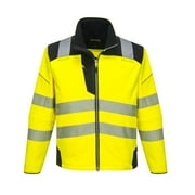 Portwest T402 Mens PW3 Waterproof Hi Vis Safety Jacket - Windproof High Visibility Reflective Softshell Jacket Yellow/Black, X-Large