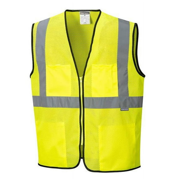 Portwest Tampa Light Weight Mesh Safety Vest, 7X-Large, Polyester Yellow