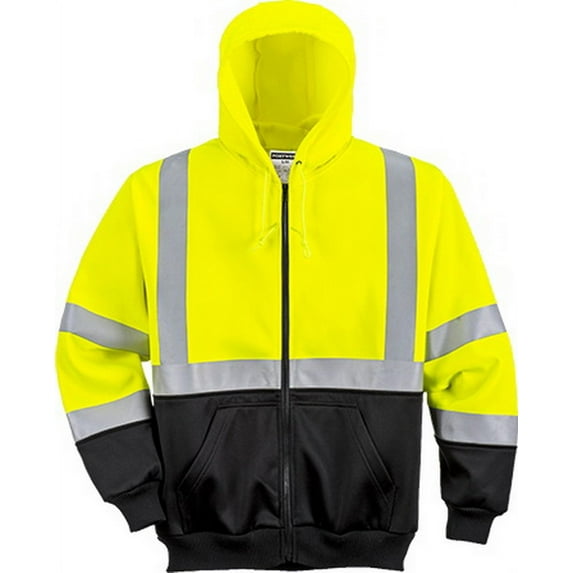 Portwest UB315 Hi-Vis Two-Tone Workwear Zipped Hoodie Yellow/Black, Medium