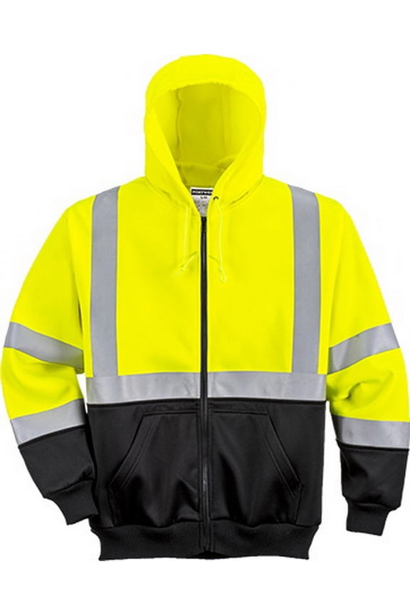 UB315 Hi-Vis Two-Tone Workwear Zipped Hoodie Yellow/Black, Medium