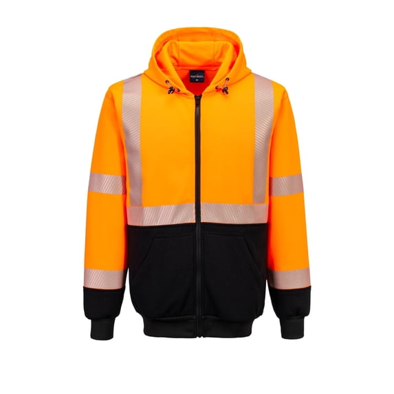 Vis For Portwest UB320 Hi Vis Zipped Hoodie With Segmented Tape And Contrast ...