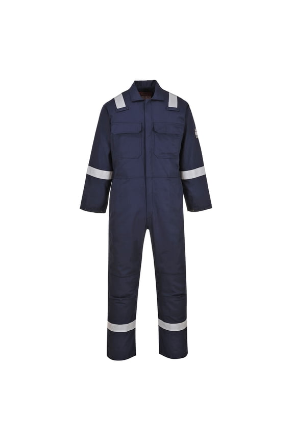 UBIZ5 Men's Hi Vis FR Coveralls - Bizweld Iona Flame Retardant Fireproof Workwear Overalls Navy, 5X-Large