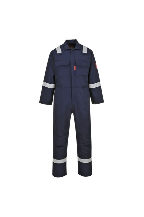UBIZ5 Men's Hi Vis FR Coveralls - Bizweld Iona Flame Retardant Fireproof Workwear Overalls Navy, X-Large