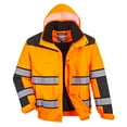 thumbnail image 1 of Portwest UC466 Men's Hi Vis Reflective Waterproof Safety Bomber Jacket Orange/Black, X-Large, 1 of 2