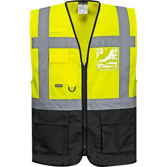 Portwest UC476 Warsaw Executive Safety Vest Yellow/Black, 3X-Large