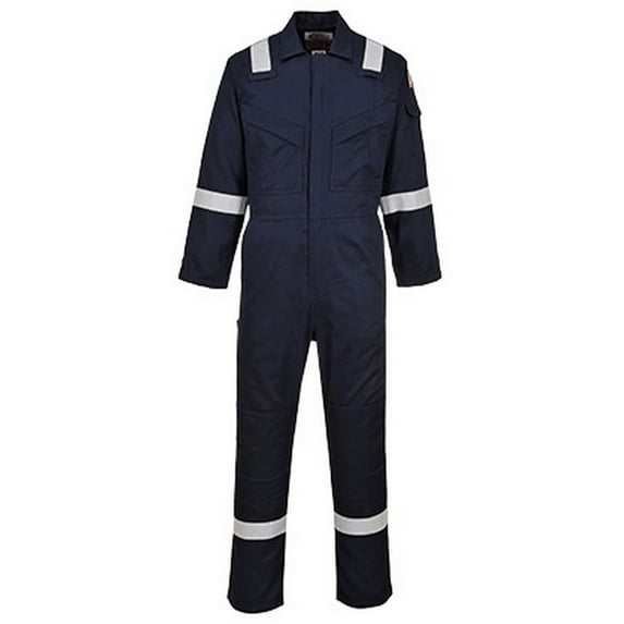 Portwest UFR21 Super Lightweight FR Antistatic Workwear Coverall Navy, Medium