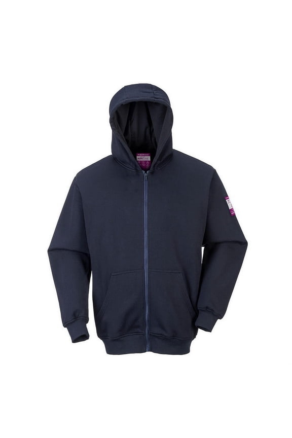 UFR81 Flame Resistant Zipper Front Hooded Sweatshirt Navy, 3X-Large
