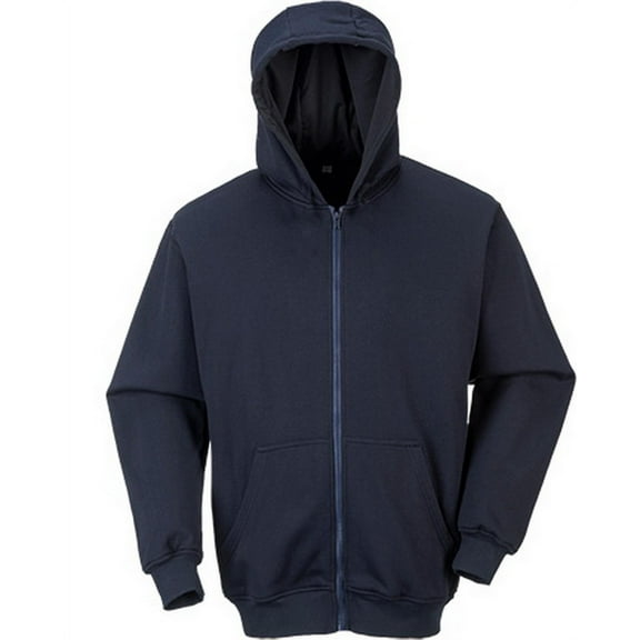 Portwest UFR81 Flame Resistant Zipper Front Hooded Sweatshirt Navy, 5X-Large