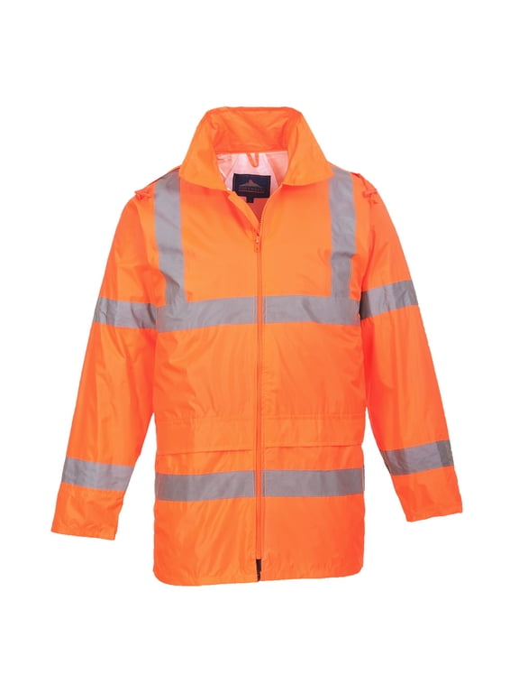 UH440 Men's Lightweight Waterproof Hi Vis Reflective Rain Jacket Orange, 5X-Large