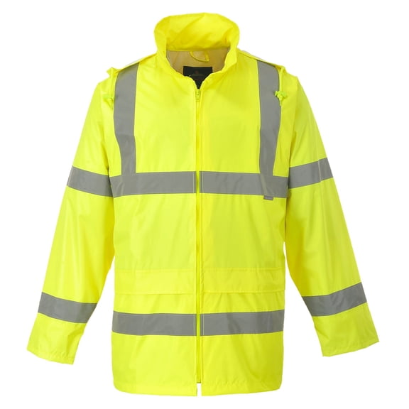 Portwest UH440 Men's Lightweight Waterproof Hi Vis Reflective Rain Jacket Yellow, Medium