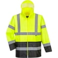 thumbnail image 1 of Portwest UH443 Men's Lightweight Hi Vis Contrast Reflective Classic Rain Jacket Yellow/Black, XX-Large, 1 of 4