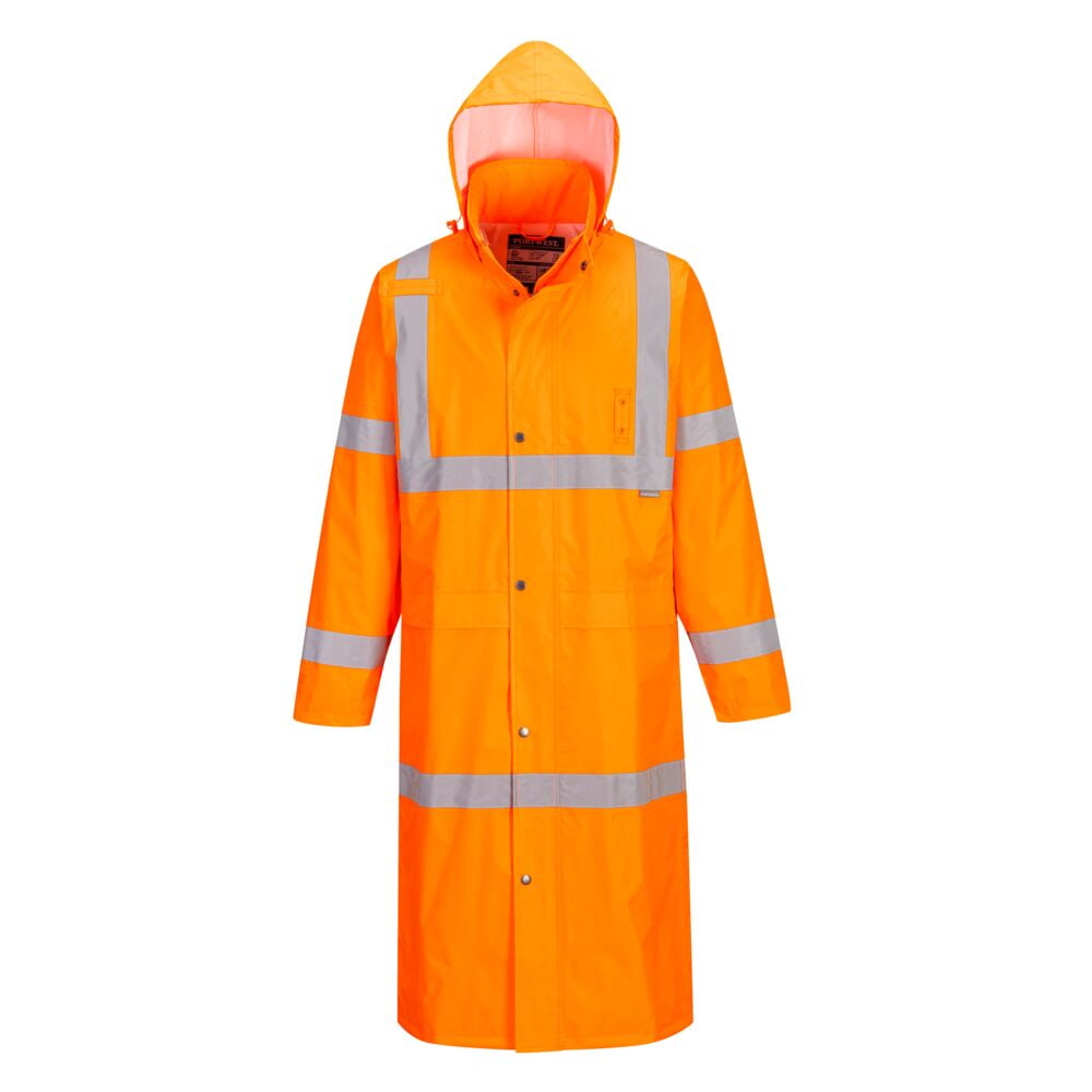 Portwest UH445 Men's Classic Raincoat Waterproof Hi Vis Reflective Long