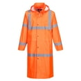 thumbnail image 1 of Portwest UH445 Men's Waterproof Hi Vis Raincoat - Reflective Lightweight Long Rain Jacket with Hood Safety Workwear ANSI Class 3 Orange, 3X-Large, 1 of 7