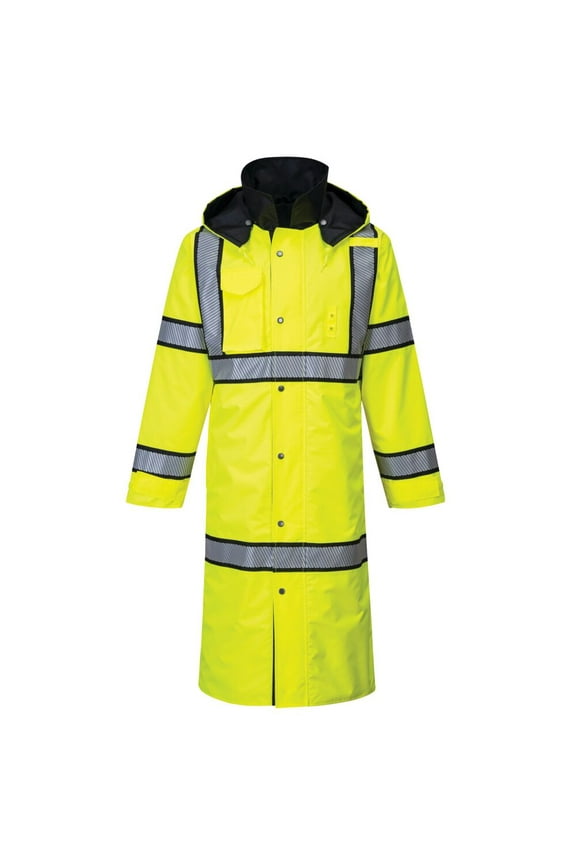UH447 Men's Reversible Safety Raincoat Hi Vis Waterproof Long Rain Jacket Yellow/Black, 5X-Large