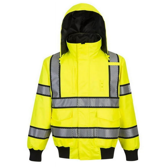 Portwest UH449 Hi-Vis Reversible Workwear Bomber Jacket Yellow/Black, 4X-Large