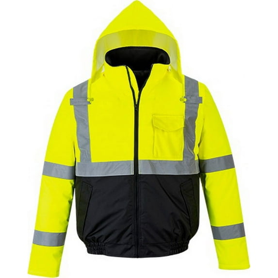 Portwest US363 Men's Waterproof Hi Vis Reflective Two-Tone Bomber Jacket Yellow/Black, 7X-Large